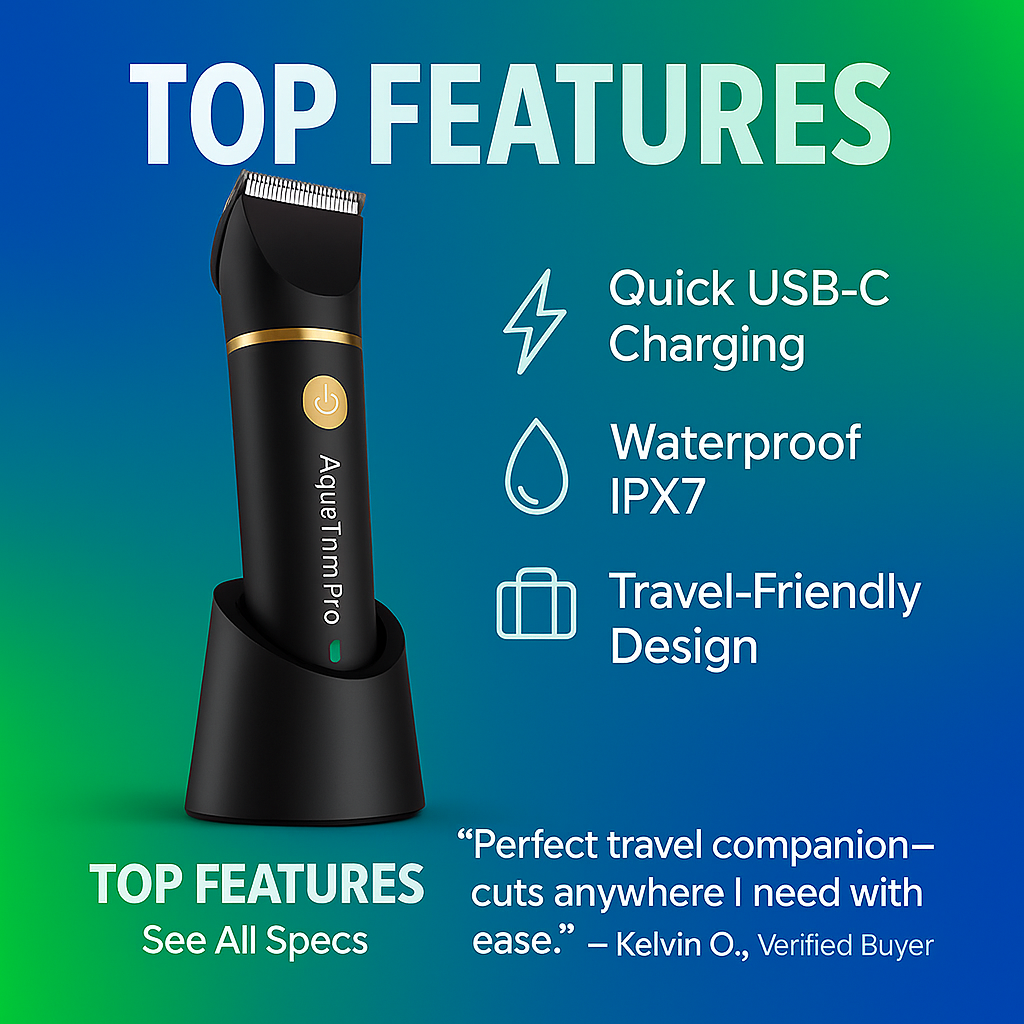 AquaTrim Pro™ — One Device. Complete Grooming. Anywhere.