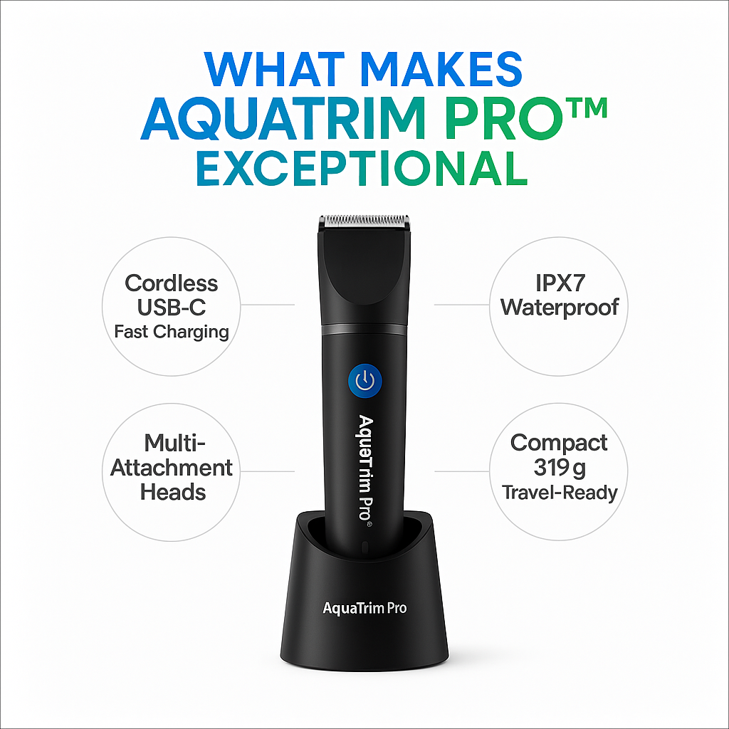 AquaTrim Pro™ — One Device. Complete Grooming. Anywhere.